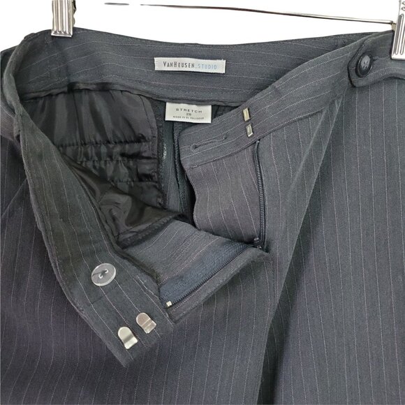 VANHEUSEN Womens Pants 2R Pinstripe Stretchy Gray Pink Mid Rise Office Career - Picture 4 of 11
